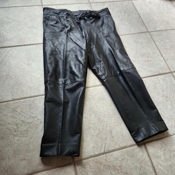 Black Vintage Leather Pants size L petite - Picture 4 of 7
